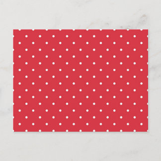 Postal Puntos de polka blanco retro sobre fondo rojo