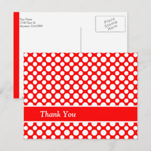 Postal Puntos de Polka Blanco sobre el Personalizado Rojo