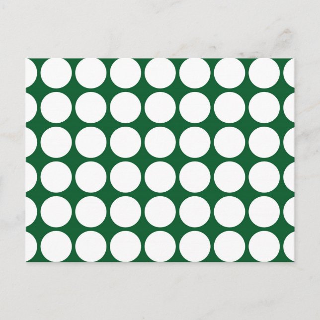 Postal Puntos de Polka Blanco sobre el Verde (Anverso)