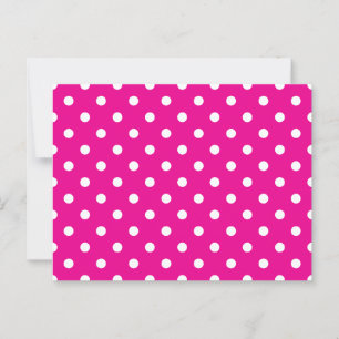 Postal Puntos de Polka Blanco y Rosa Caliente