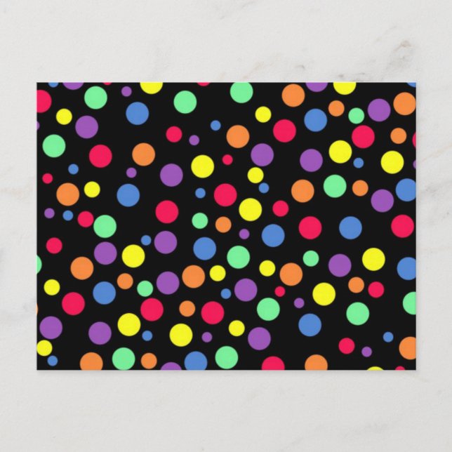 Postal Puntos de polka de colores vivos (Anverso)