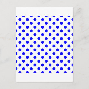 Postal Puntos de polka grandes - azul sobre blanco