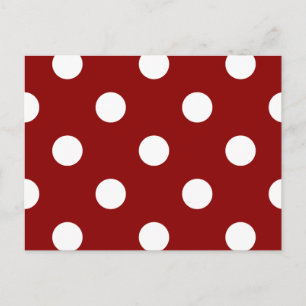 Postal Puntos de Polka grandes - Blanco sobre rojo oscuro