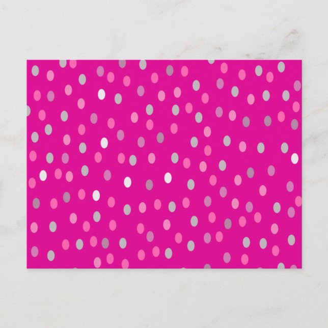 Postal Puntos de polka magenta (Anverso)