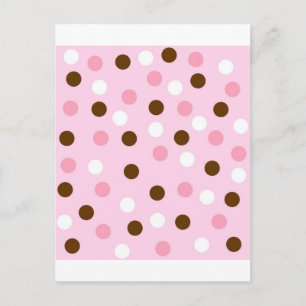 Postal Puntos de polka marrón y rosa
