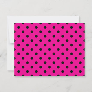 Postal Puntos de polka rosados y negros calientes