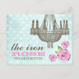 Postal Puntos de Rosa de la cosecha de color rosa y verde