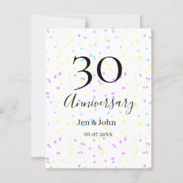 Postal Puntos polka azules rosados amarillos nombre 30 an