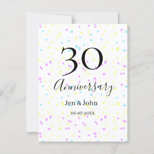 Postal Puntos polka azules rosados amarillos nombre 30 an