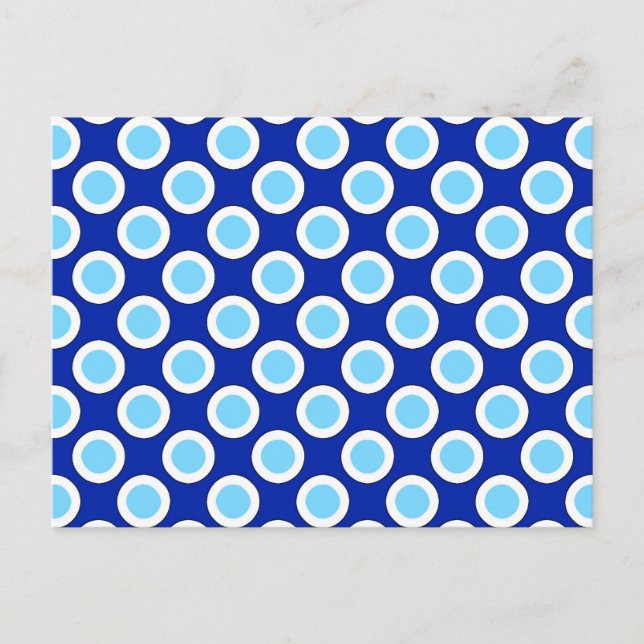 Postal Puntos retro en círculo, azul cobalto y blanco (Anverso)