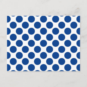 Postal Puntos retro grandes - azul cobalto y blanco