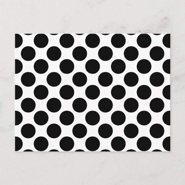 Postal Puntos retro grandes - blanco y negro (Anverso)