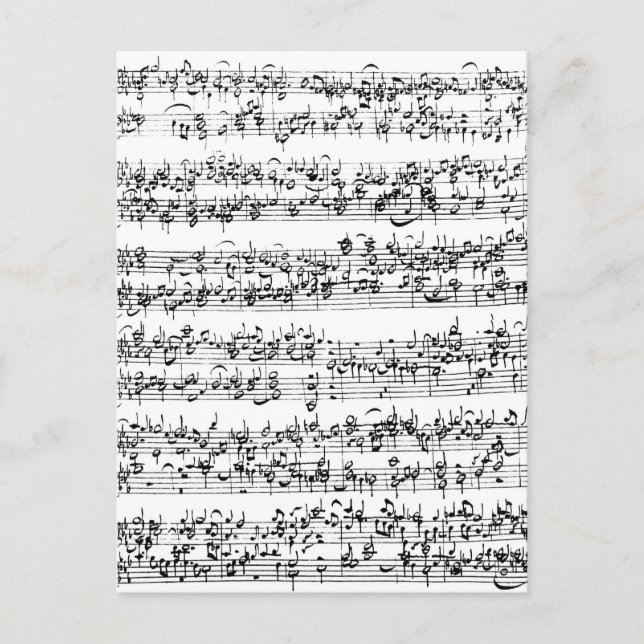 Postal Puntuación musical de Johann Sebastian Bach (Anverso)