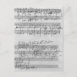 Postal Puntuación musical manuscrita