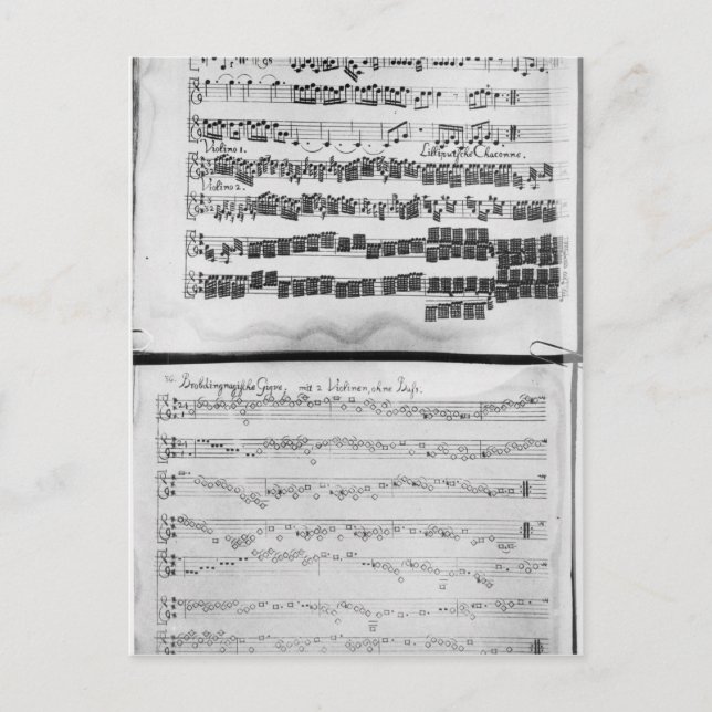 Postal Puntuación musical para la suite de Telemann para  (Anverso)