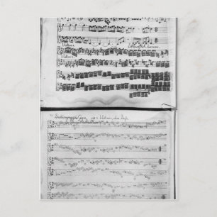 Postal Puntuación musical para la suite de Telemann para 