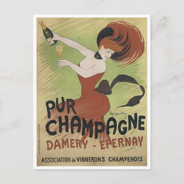 Postal PUR CHAMPAGNE Poster de arte vintage (Anverso)