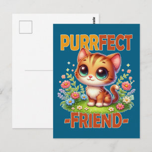 Postal Purfect Friend pun Cute naranja gato gatito person