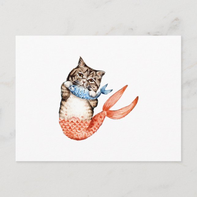 Postal Purmaid Cat Mermaid (Anverso)