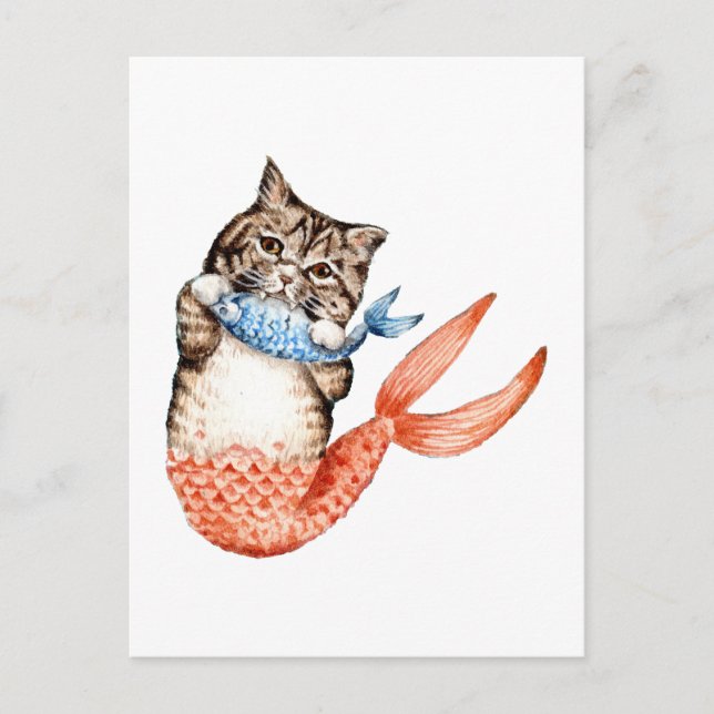 Postal Purmaid Cat Mermaid (Anverso)