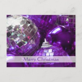 Postal Purple Baubles 'Feliz Navidad'