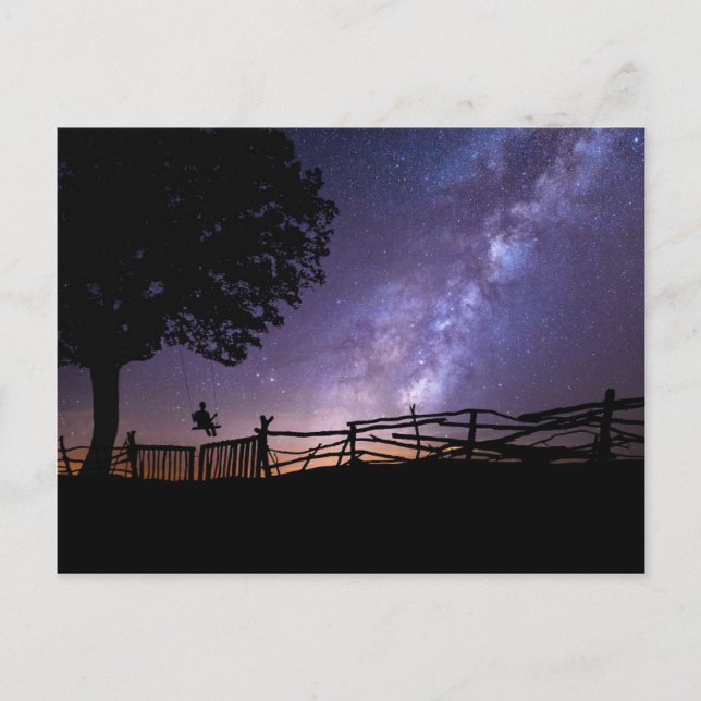 Postal Purple Blue Night Sky Space Universo (Anverso)