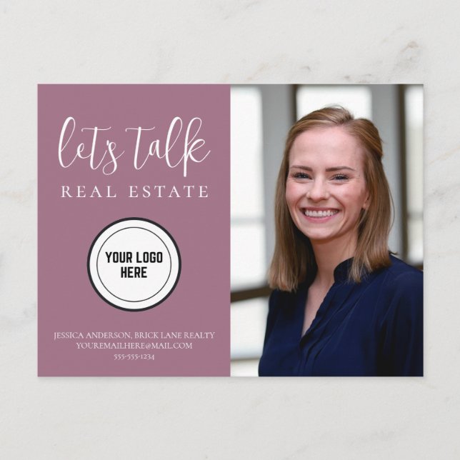 Postal Purple Contact Info Photo Real Estate (Anverso)