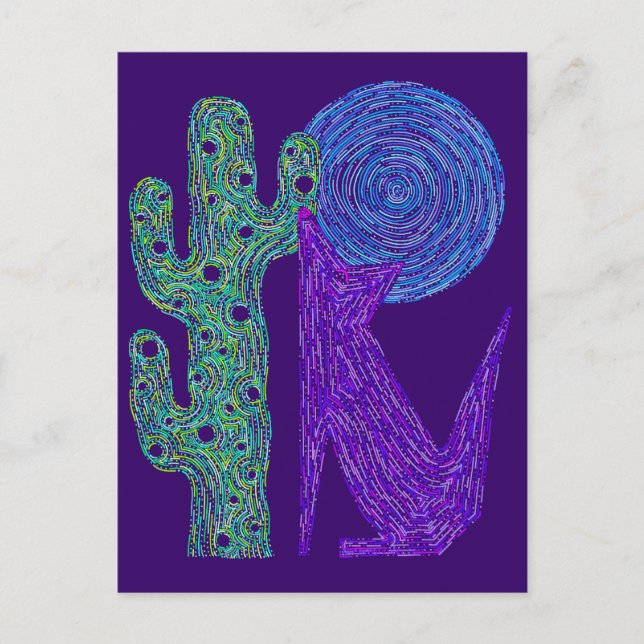 Postal Purple Coyote Wolf Colorful Southwestern Design (Anverso)