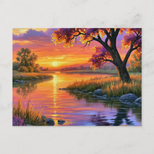 Postal Purple Dusk Mirrored on Calm Evening Waters Artwor