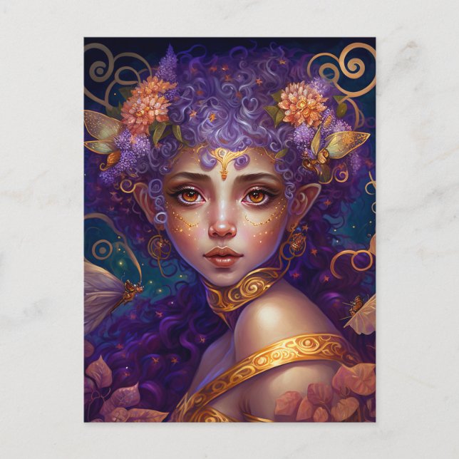 Postal Purple Elf Fantasy Art (Anverso)