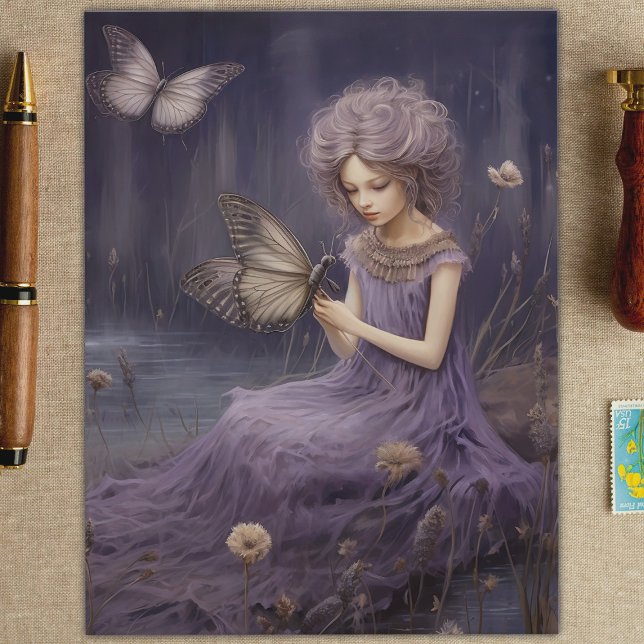 Postal Purple Fairy Whispers Garden, Decoupage (Subido por el creador)