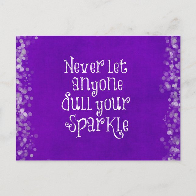 Postal Purple Girly Inspiradora Sparkle Cita (Anverso)