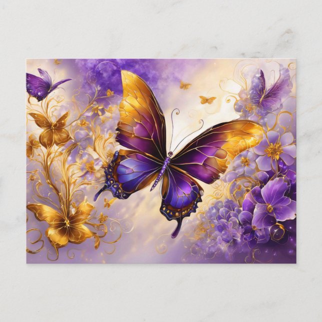 Postal Purple & Gold Butterfly # 15 (Anverso)