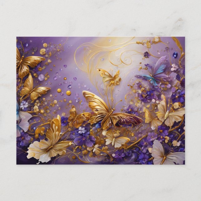 Postal Purple & Gold Butterfly # 16 (Anverso)