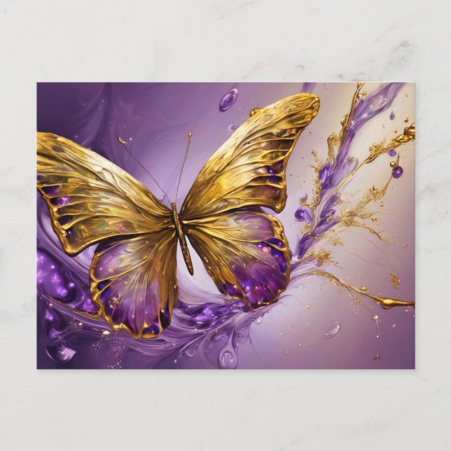 Postal Purple & Gold Butterfly # 19 (Anverso)