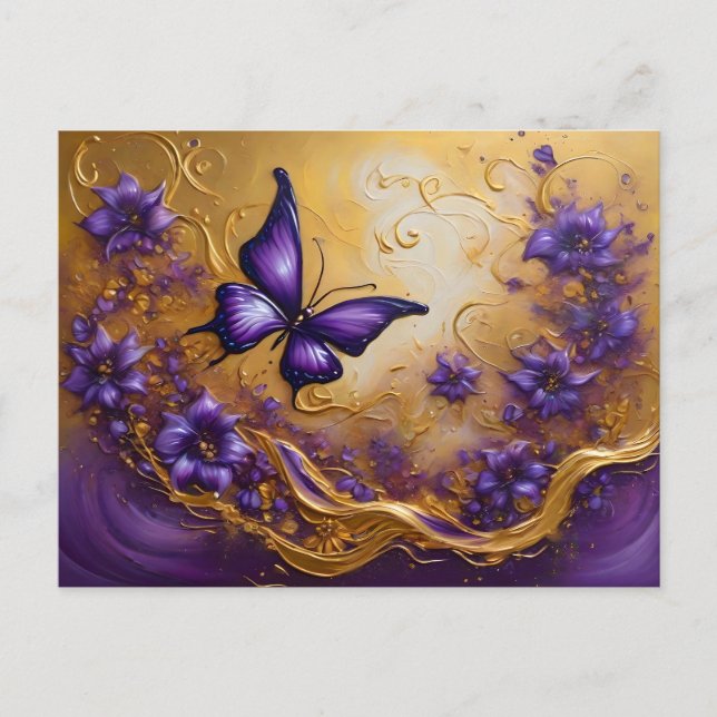 Postal Purple & Gold Butterfly # 3 (Anverso)