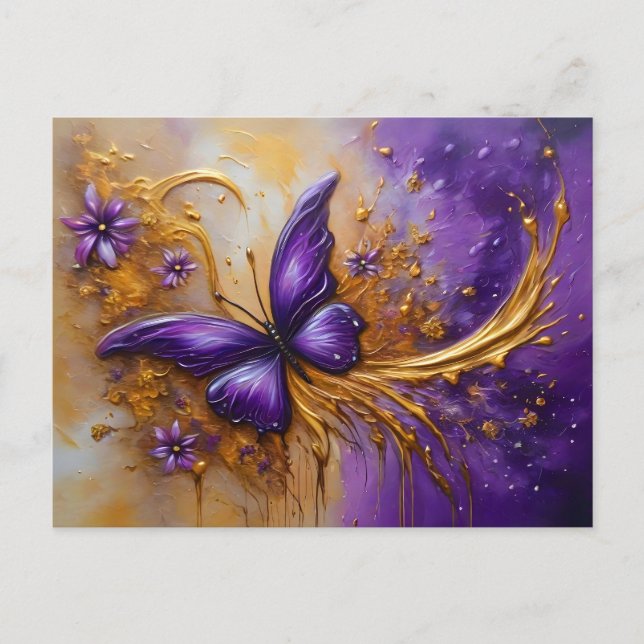 Postal Purple & Gold Butterfly # 4 (Anverso)