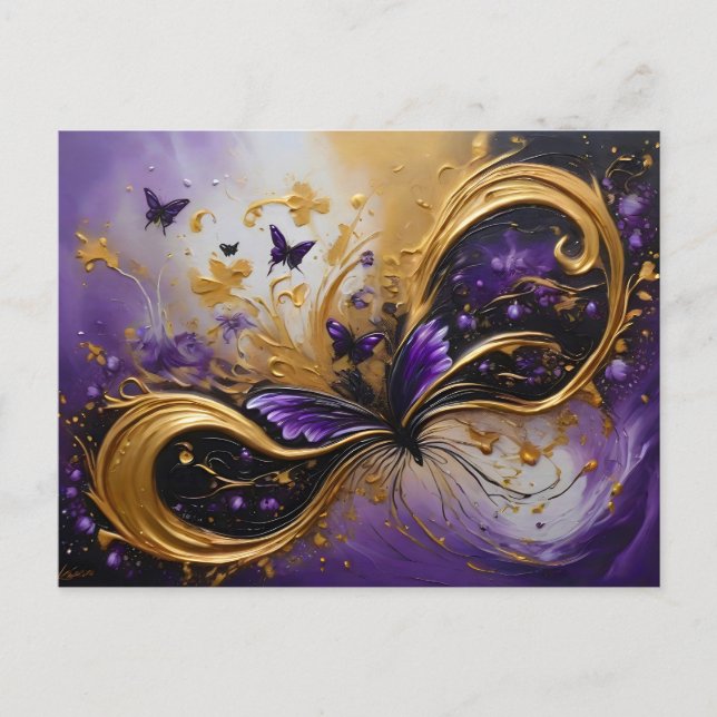 Postal Purple & Gold Butterfly # 7 (Anverso)
