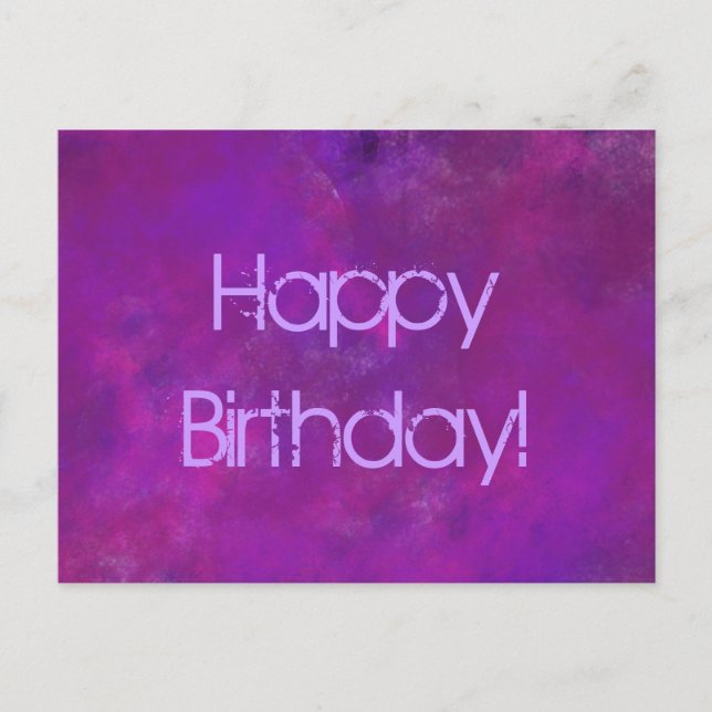 Postal Purple Happy Birthday con mensaje (Anverso)