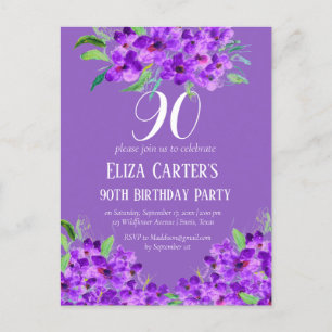 Postal Purple Lilac 90.ª Novena Florencia Elegante Cumple
