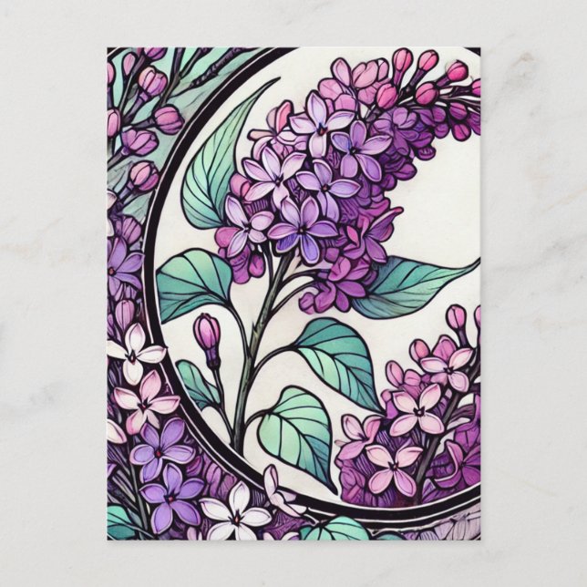 Postal Purple Lilacs (Anverso)