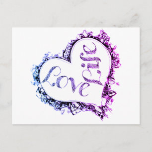 Postal Purple Love Life Heart Shape Design