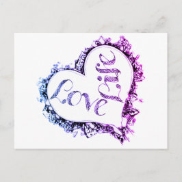Postal Purple Love Life Heart Shape Design