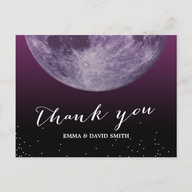 Postal Purple Moon & Stars Gracias Cartas (Anverso)