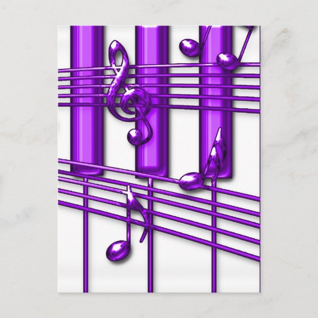 Postal Purple Piano Keyboard Music Notes (Anverso)