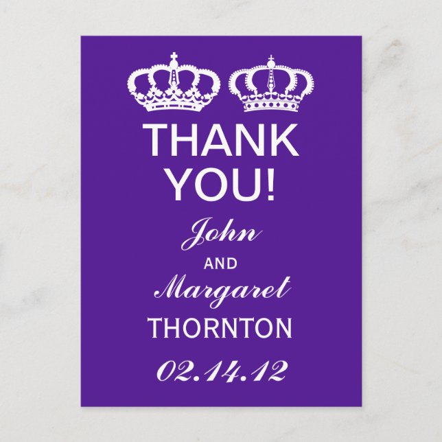 Postal Purple Royal Couple Gracias (Anverso)