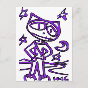 Postal Purple Stitchlip en la autopista ( Cat Super Hero