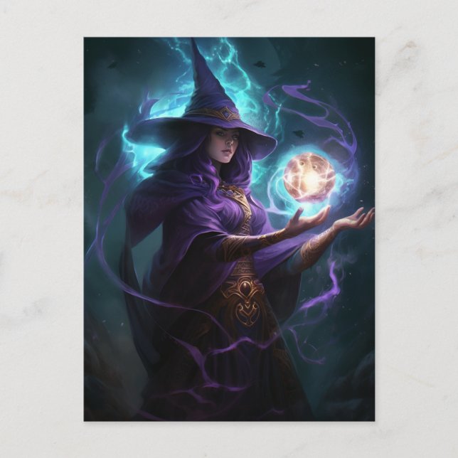 Postal Purple Witch Fantasy Art (Anverso)