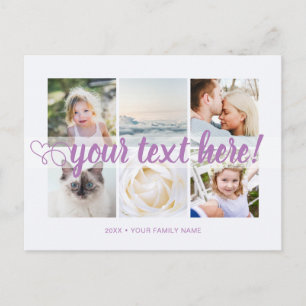 Postal Purple Your personalizado texto 6 collage de fotos