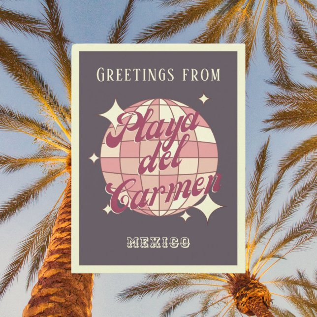 Postal PurpPostcard retro de la Playa del Carmen México (Subido por el creador)